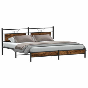 Metallbett 193x201 cm Räuchereiche