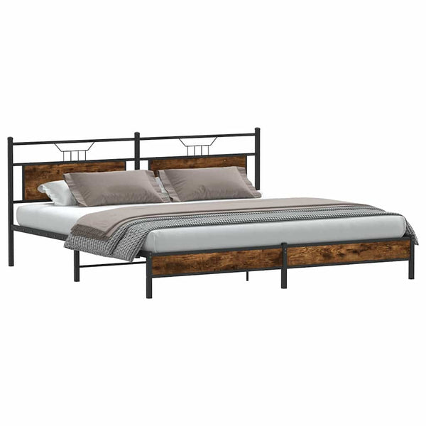Metallbett 193x201 cm Räuchereiche