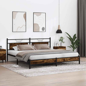 Metallbett 193x201 cm Räuchereiche