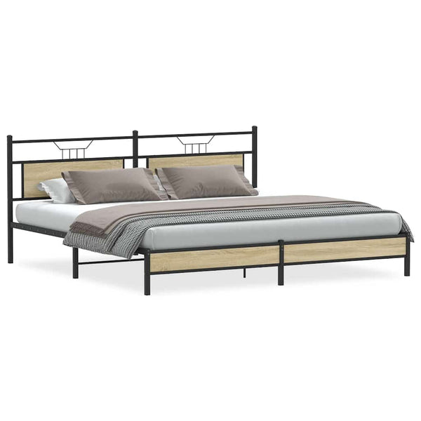 Metallbett Sonoma-Eiche 193x201 cm (Ohne Matratze)