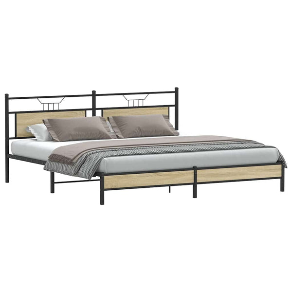 Metallbett Sonoma-Eiche 193x201 cm (Ohne Matratze)