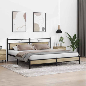 Metallbett Sonoma-Eiche 193x201 cm (Ohne Matratze)