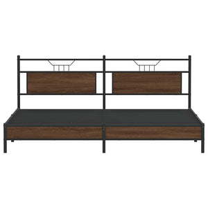 Metallbett 193x201 cm Braun Eichen-Optik