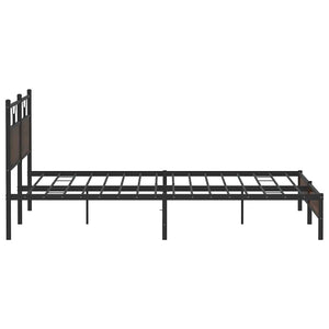 Metallbett 193x201 cm Braun Eichen-Optik