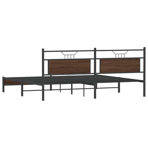 Metallbett 193x201 cm Braun Eichen-Optik