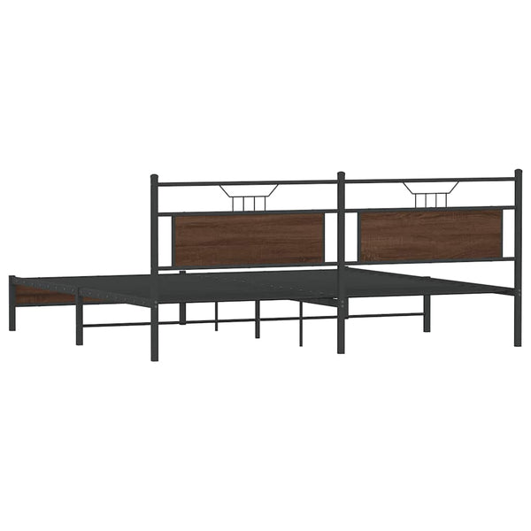 Metallbett 193x201 cm Braun Eichen-Optik