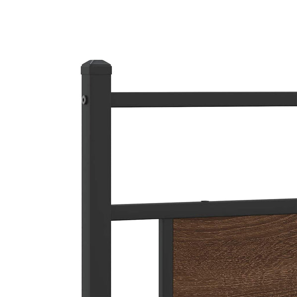 Metallbett 193x201 cm Braun Eichen-Optik