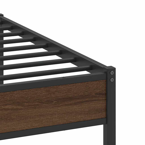 Metallbett 193x201 cm Braun Eichen-Optik