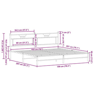 Metallbett 193x201 cm Braun Eichen-Optik