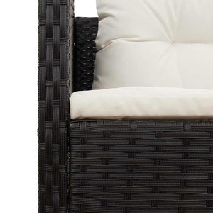 vidaXL Garden Sofa Set with Cushions 6 pcs Black and Cream Poly Rattan