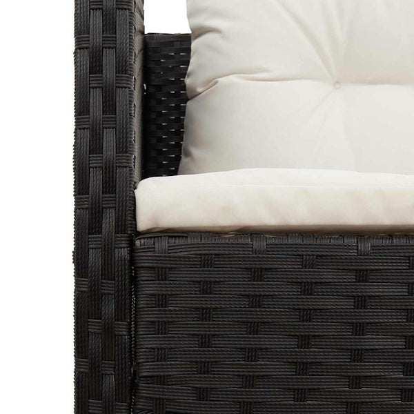 vidaXL Garden Sofa Set with Cushions 6 pcs Black and Cream Poly Rattan