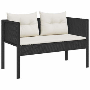 vidaXL Garden Sofa Set with Cushions 6 pcs Black and Cream Poly Rattan