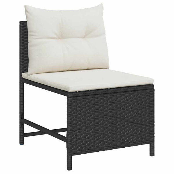 vidaXL Garden Sofa Set with Cushions 6 pcs Black and Cream Poly Rattan