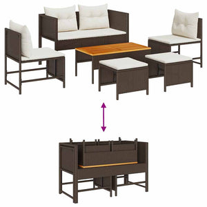 vidaXL Garden Sofa Set with Cushions 6 pcs Brown and Cream Poly Rattan
