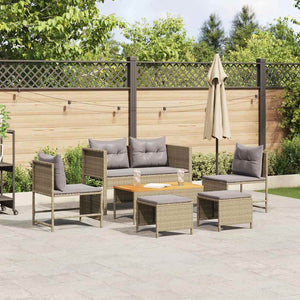 vidaXL Garden Sofa Set with Cushions 6 pcs Beige and Light Grey Poly Rattan