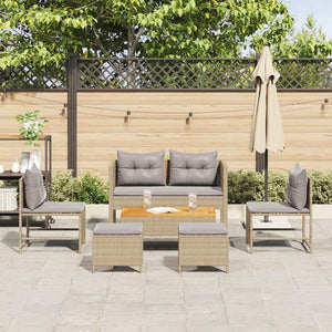 vidaXL Garden Sofa Set with Cushions 6 pcs Beige and Light Grey Poly Rattan