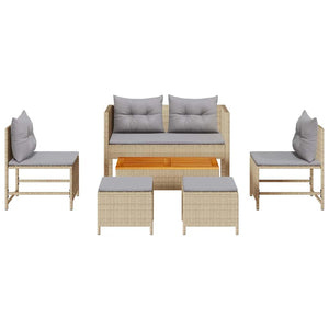 vidaXL Garden Sofa Set with Cushions 6 pcs Beige and Light Grey Poly Rattan