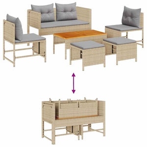 vidaXL Garden Sofa Set with Cushions 6 pcs Beige and Light Grey Poly Rattan