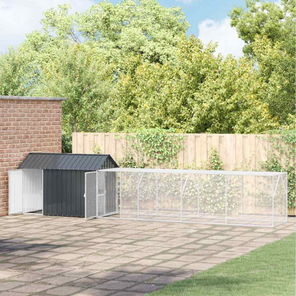 vidaXL Bird Cage Anthracite 619 x 111 x 142 cm Galvanized Steel