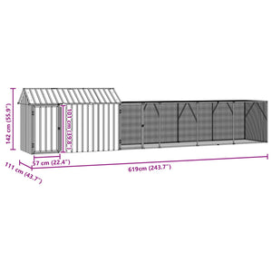 vidaXL Bird Cage Anthracite 619 x 111 x 142 cm Galvanized Steel