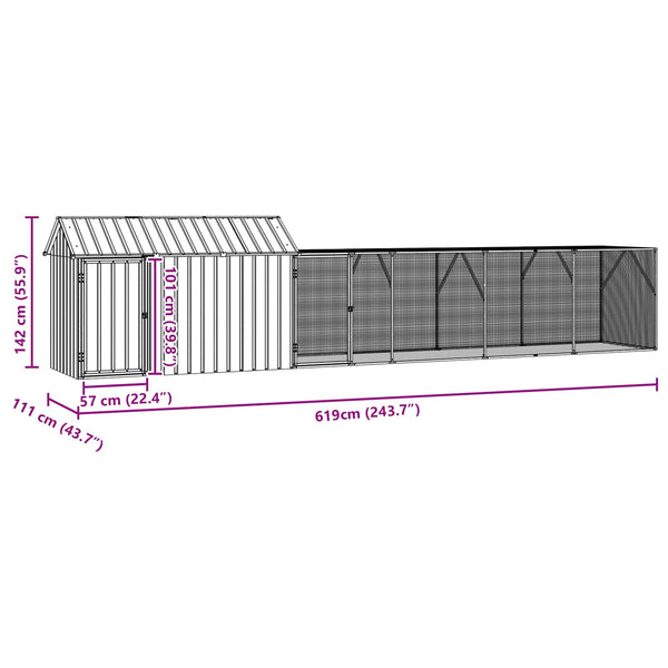 vidaXL Bird Cage Anthracite 619 x 111 x 142 cm Galvanized Steel