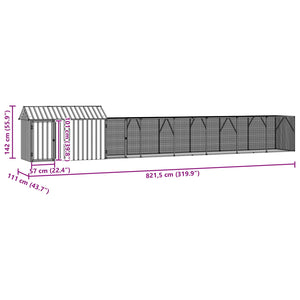 vidaXL Bird Cage Anthracite 821.5 x 111 x 142 cm Galvanized Steel
