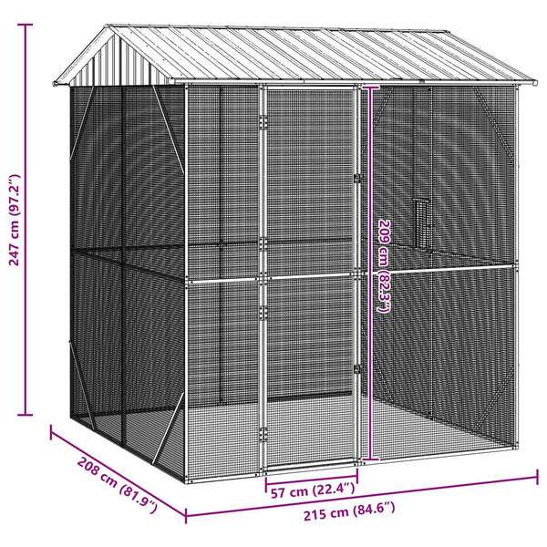 vidaXL Aviary Anthracite 215 x 208 x 247 cm Galvanized Steel