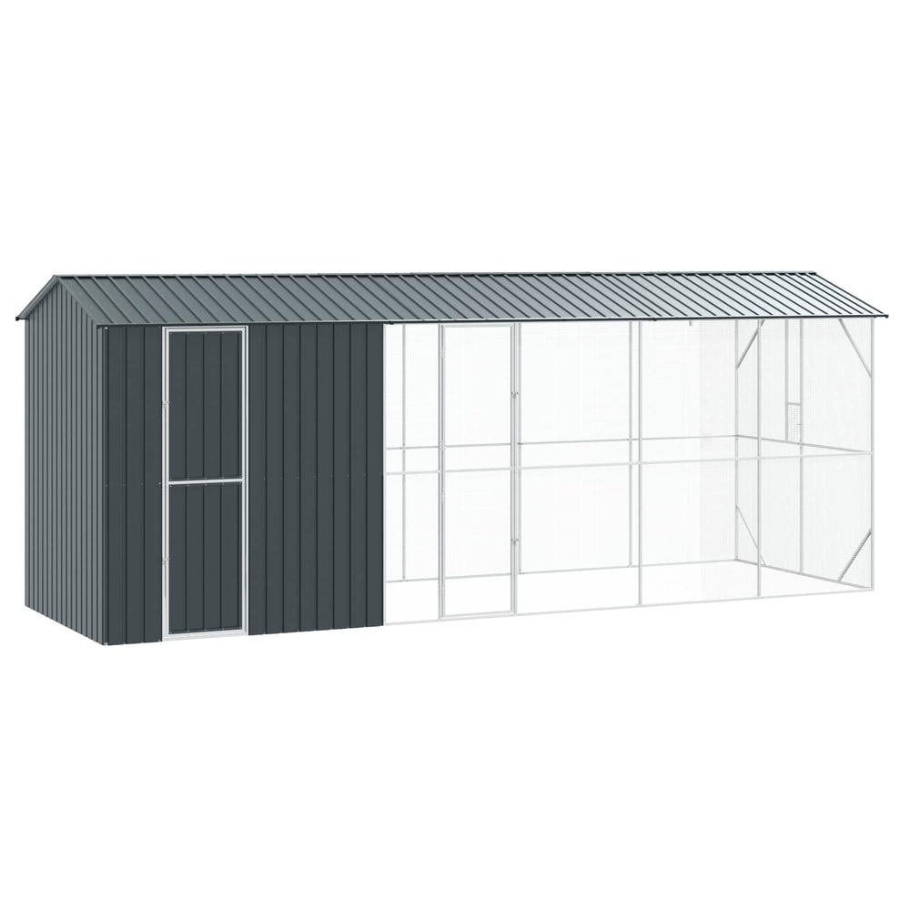 vidaXL Bird Aviary Anthracite 645 x 208 x 247 cm Galvanized Steel