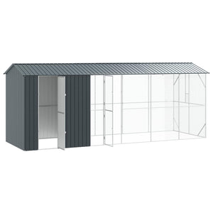 vidaXL Bird Aviary Anthracite 645 x 208 x 247 cm Galvanized Steel