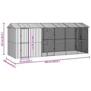 vidaXL Bird Aviary Anthracite 645 x 208 x 247 cm Galvanized Steel