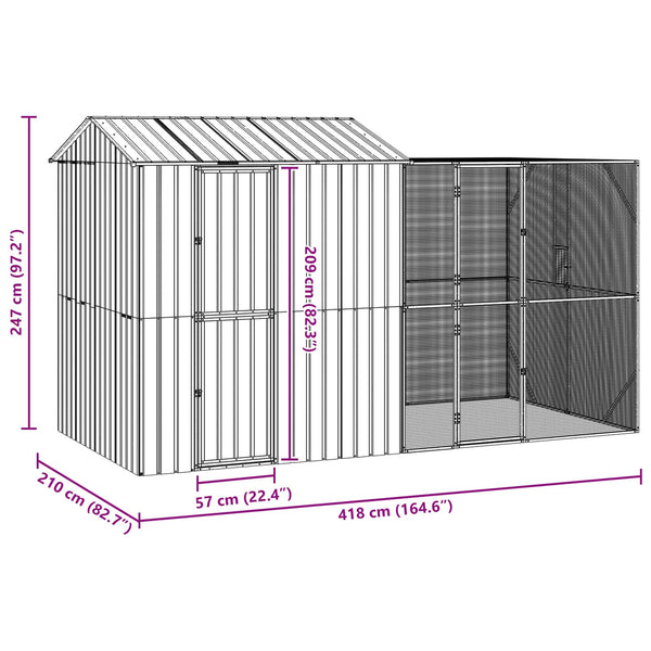 vidaXL Aviary Anthracite 418 x 210 x 247 cm Galvanized Steel