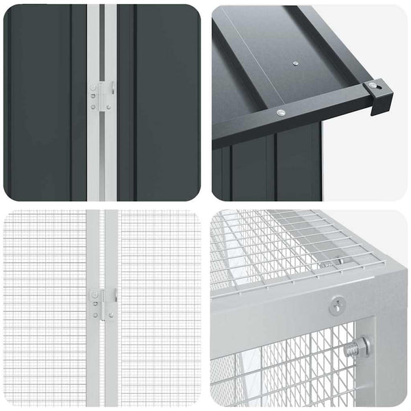 vidaXL Bird Aviary Anthracite 621 x 208 x 247 cm Galvanized Steel