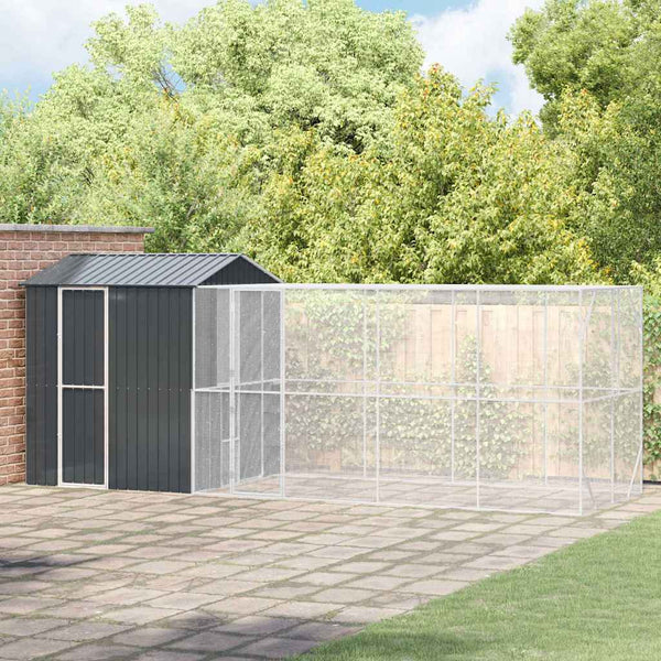vidaXL Bird Aviary Anthracite 621 x 208 x 247 cm Galvanized Steel