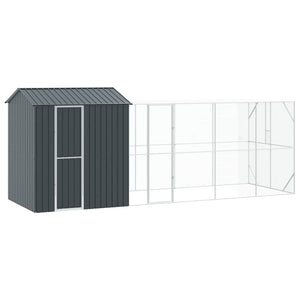 vidaXL Bird Aviary Anthracite 621 x 208 x 247 cm Galvanized Steel