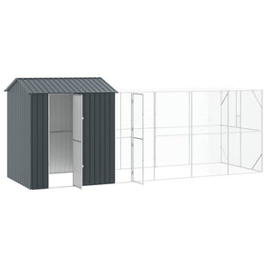 vidaXL Bird Aviary Anthracite 621 x 208 x 247 cm Galvanized Steel