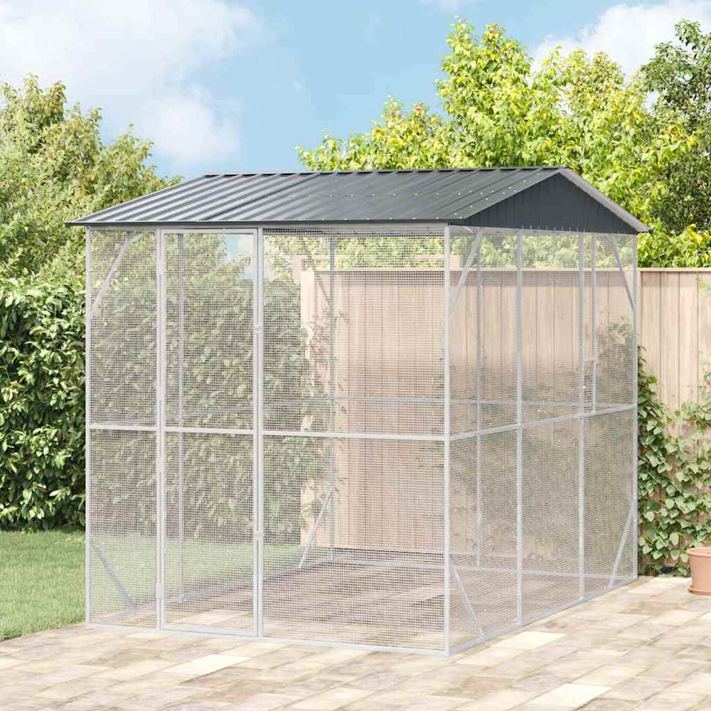 vidaXL Bird Aviary Anthracite 227 x 310 x 247 cm Galvanized Steel