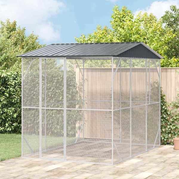 vidaXL Bird Aviary Anthracite 227 x 310 x 247 cm Galvanized Steel