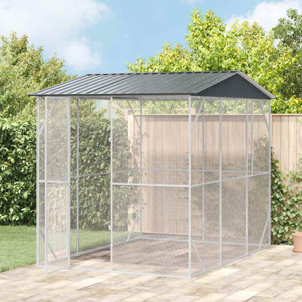vidaXL Bird Aviary Anthracite 227 x 310 x 247 cm Galvanized Steel