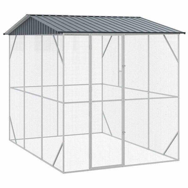 vidaXL Bird Aviary Anthracite 227 x 310 x 247 cm Galvanized Steel