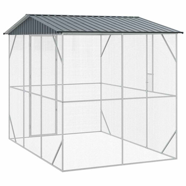 vidaXL Bird Aviary Anthracite 227 x 310 x 247 cm Galvanized Steel