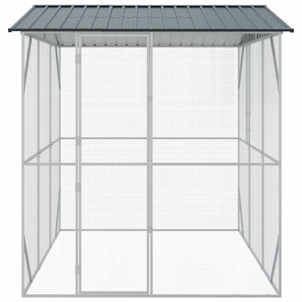vidaXL Bird Aviary Anthracite 227 x 310 x 247 cm Galvanized Steel