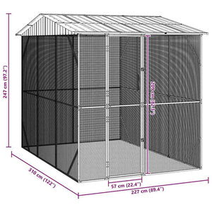 vidaXL Bird Aviary Anthracite 227 x 310 x 247 cm Galvanized Steel