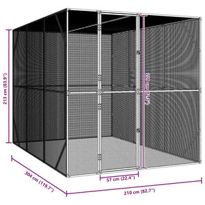 vidaXL Bird Aviary Anthracite 210 x 304 x 213 cm Galvanised Steel