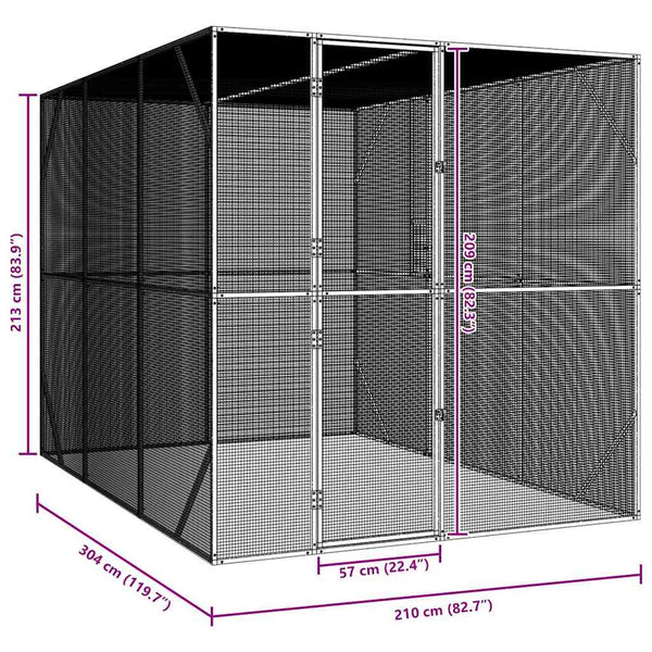 vidaXL Bird Aviary Anthracite 210 x 304 x 213 cm Galvanised Steel