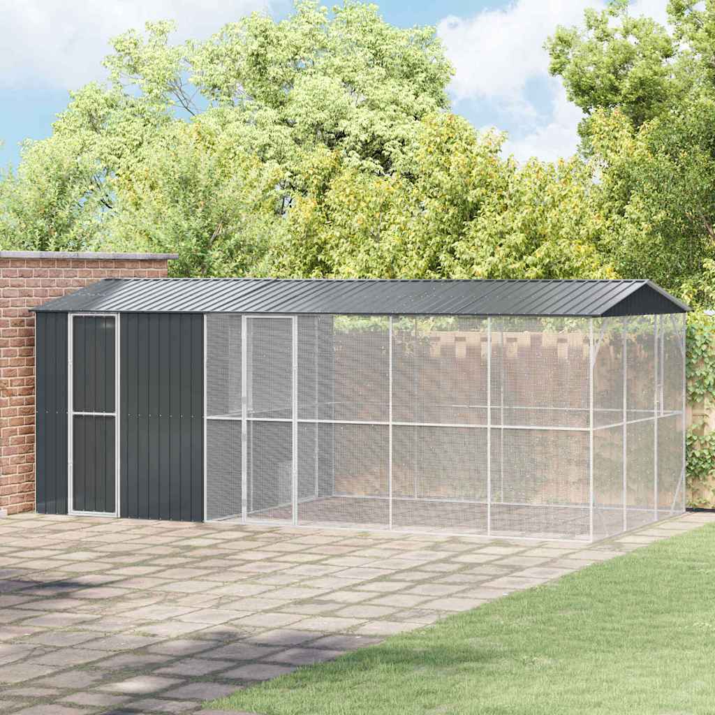 vidaXL Bird Cage Anthracite 645 x 310 x 247 cm Galvanized Steel