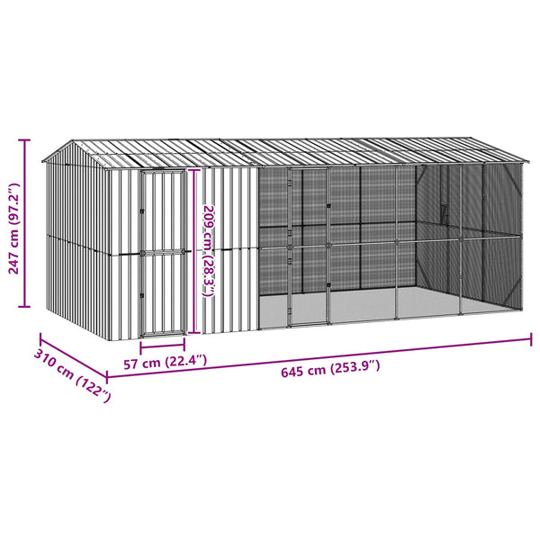 vidaXL Bird Cage Anthracite 645 x 310 x 247 cm Galvanized Steel