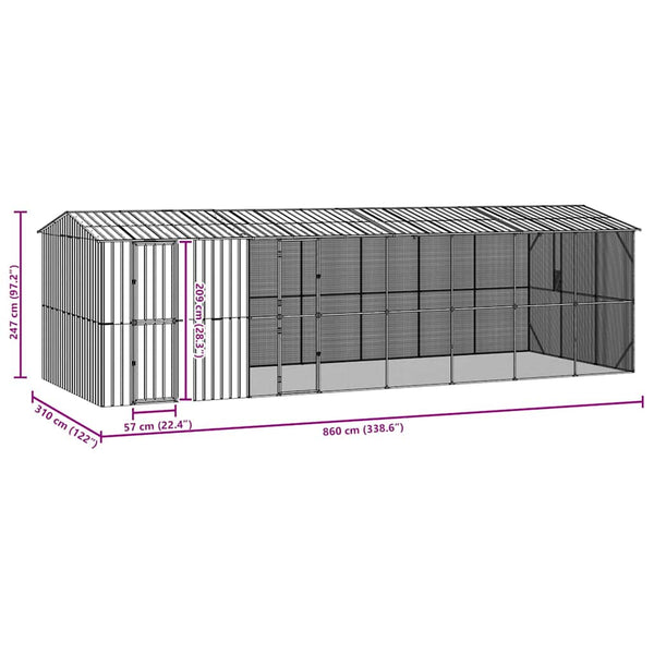 vidaXL Bird Cage Anthracite 860 x 310 x 247 cm Galvanized Steel