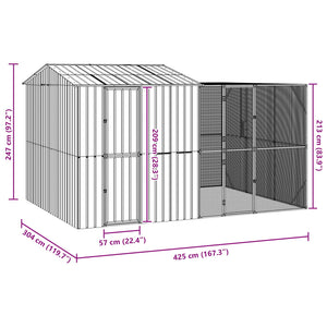 vidaXL Aviary Anthracite 425 x 304 x 247 cm Galvanized Steel