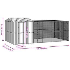vidaXL Aviary Anthracite 635 x 304 x 247 cm Galvanized Steel