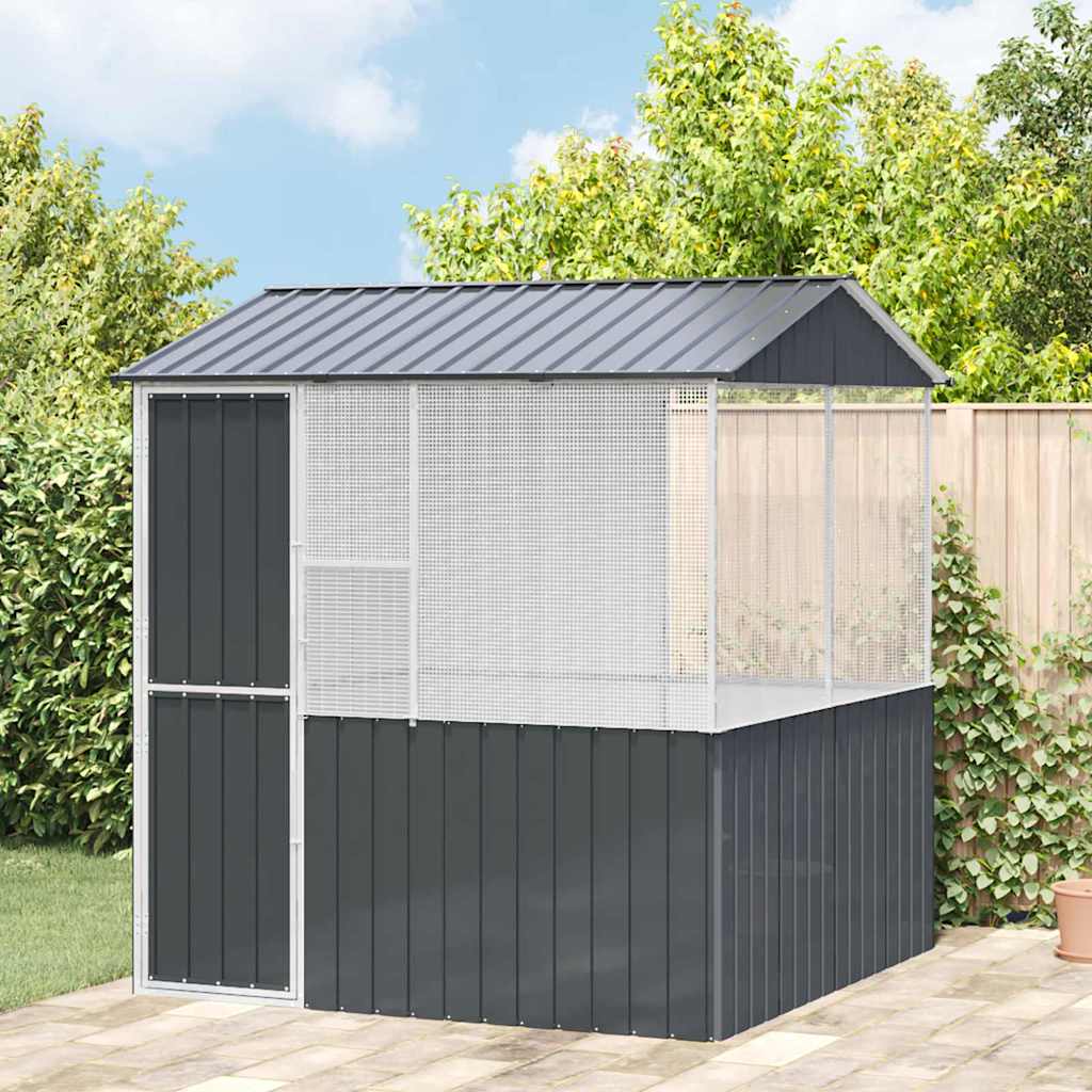 vidaXL Bird Aviary Anthracite 215 x 209 x 230 cm Galvanized Steel